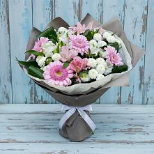 Букет цветов из:  Герберы, Альстромерии и Хризантемы в Мечётинской