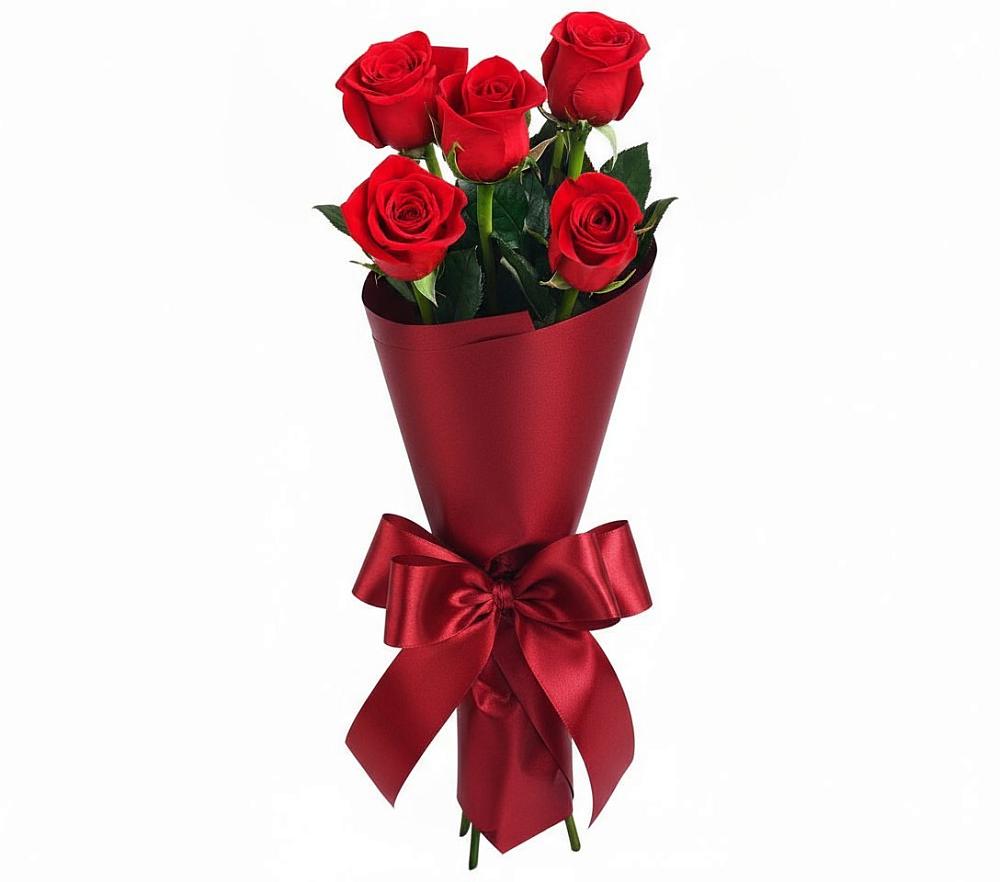Букет 5 Красных роз Эдлесс Лав в Мечётинской