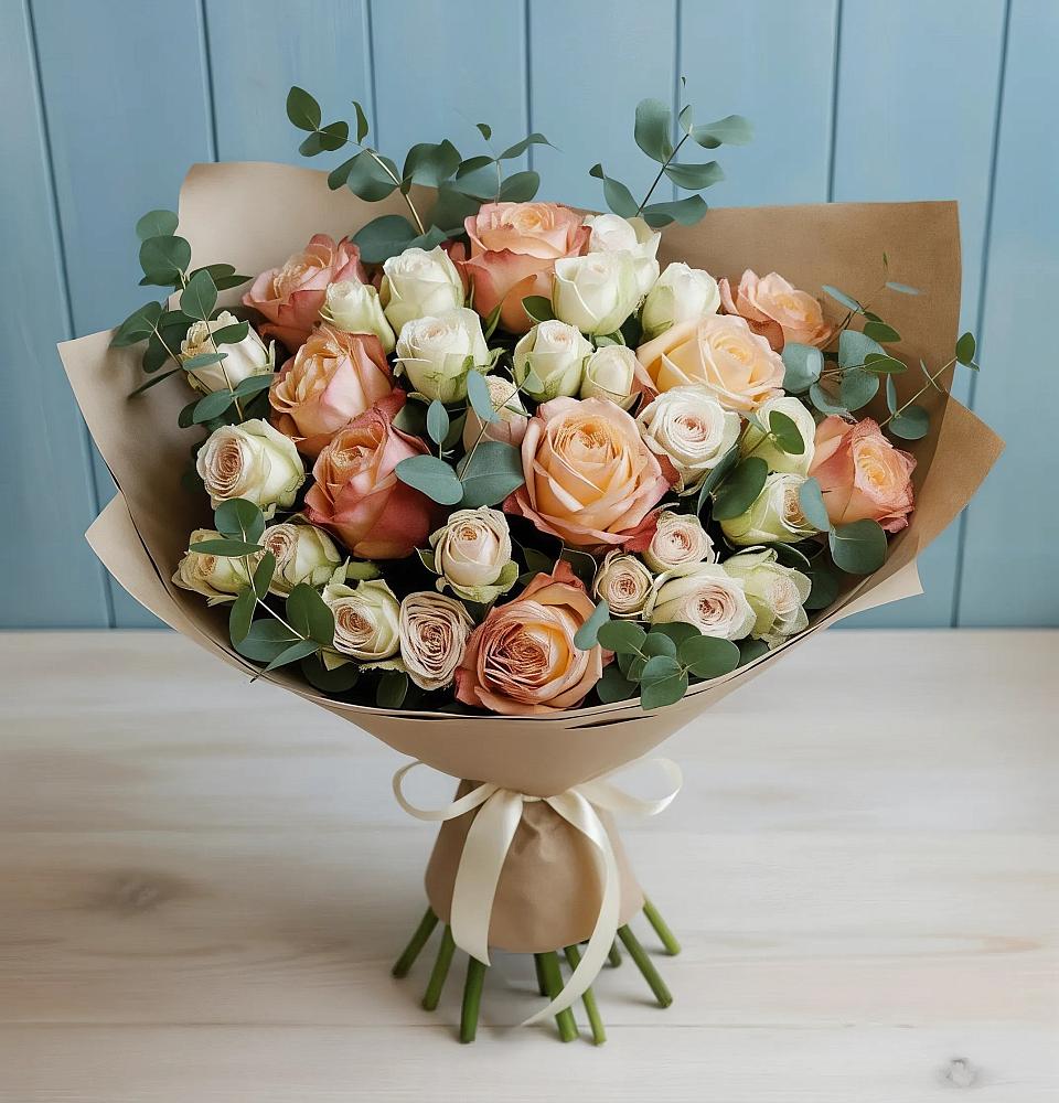 Букет цветов из: Альстромерии и Розы в Мечётинской