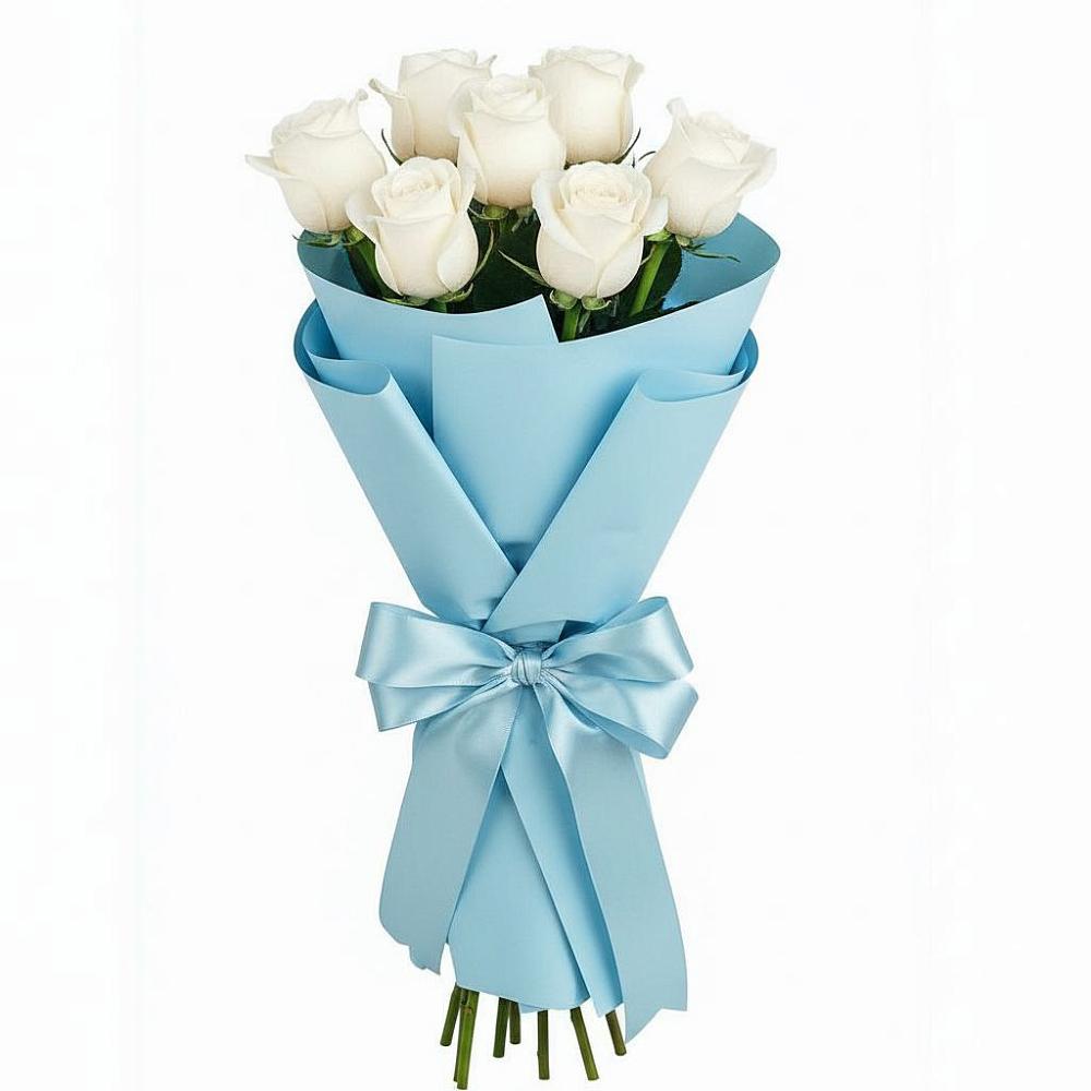 Букет 7 белых роз Проуд в Мечётинской