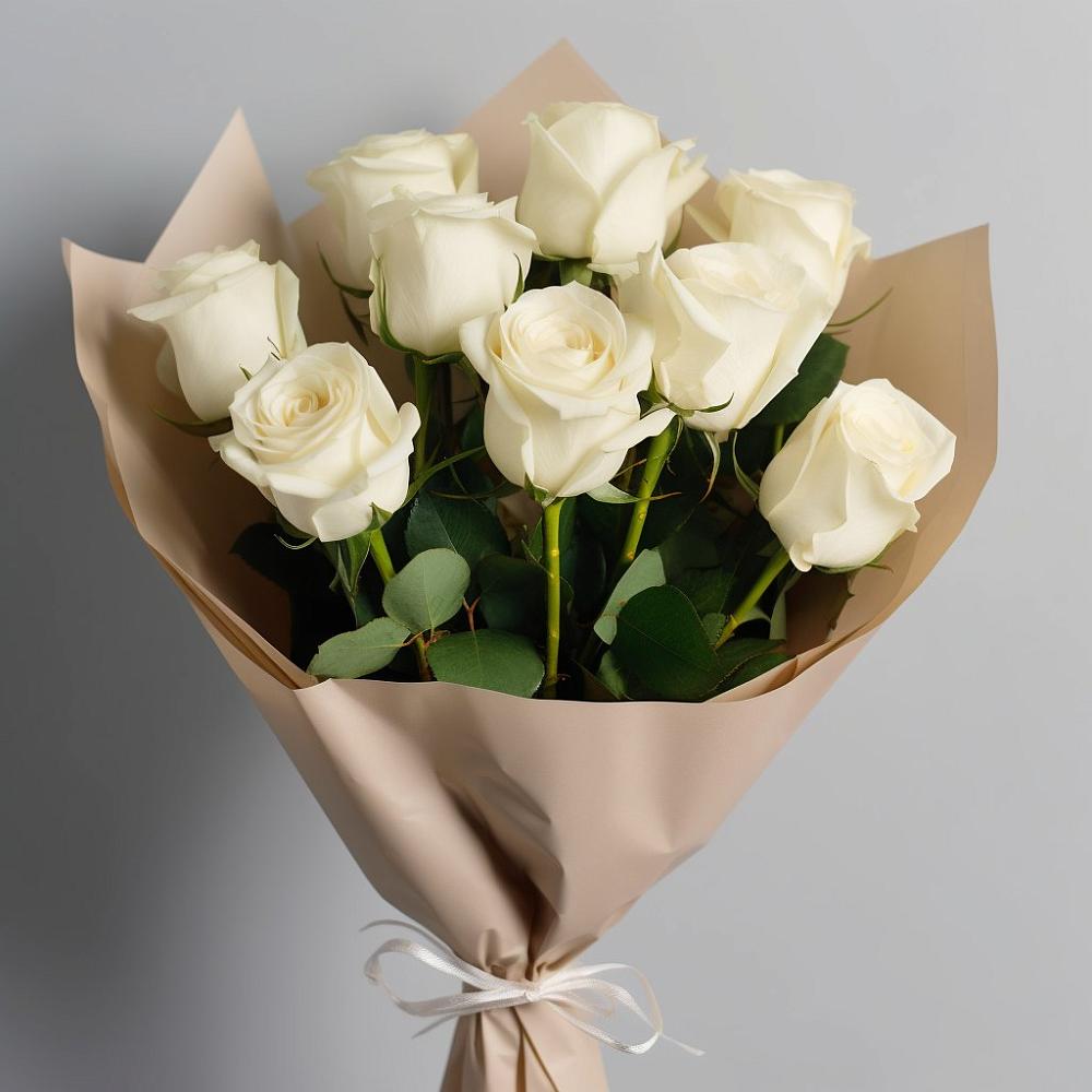 Букет 9 Белых роз Эдлесс Лав в Мечётинской