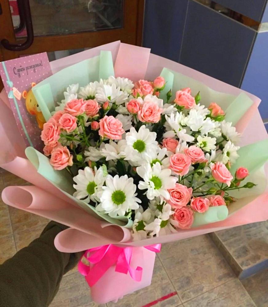 Букет цветов из: Розы и Хризантемы в Мечётинской