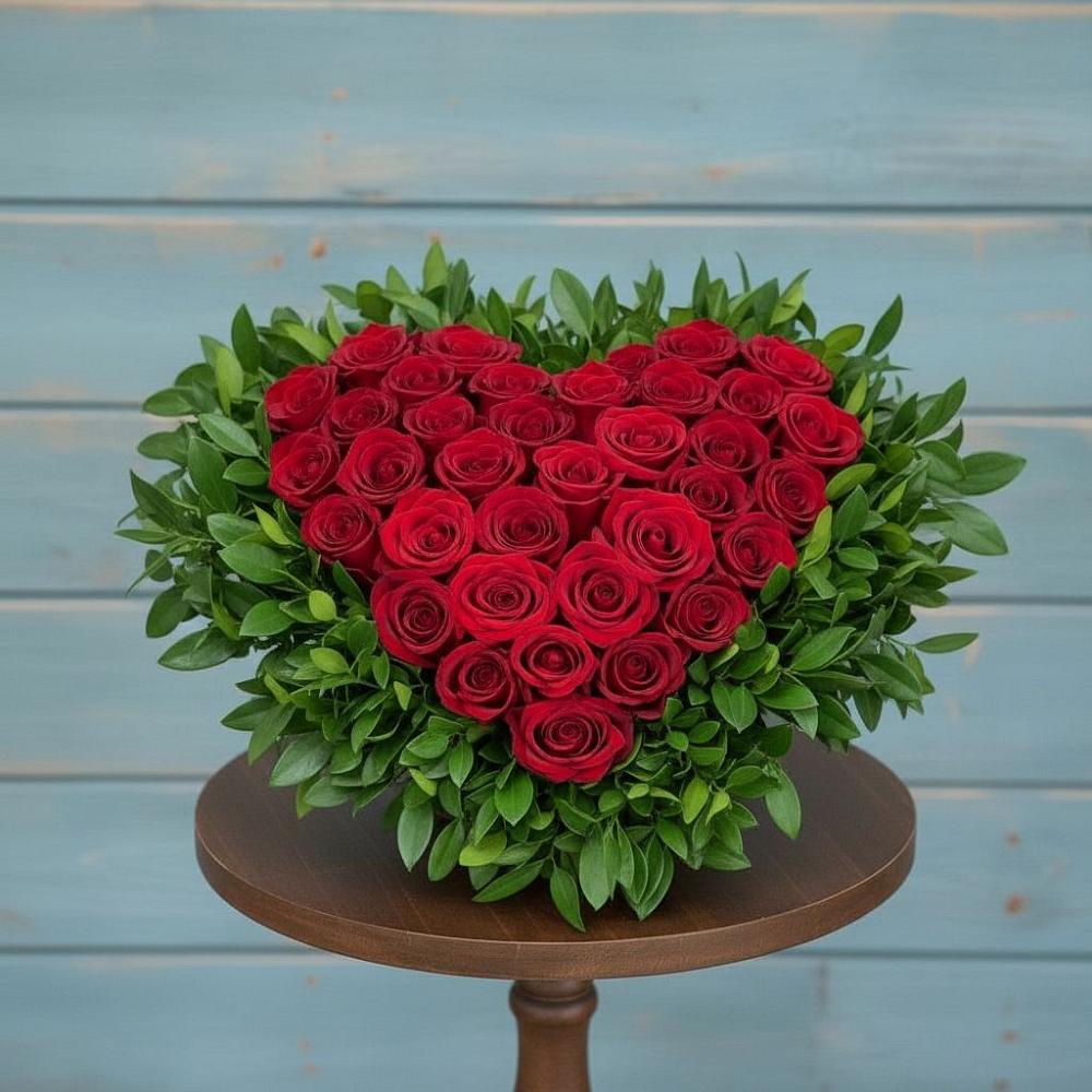 Цветочная композиция из Розы в виде сердца в Мечётинской