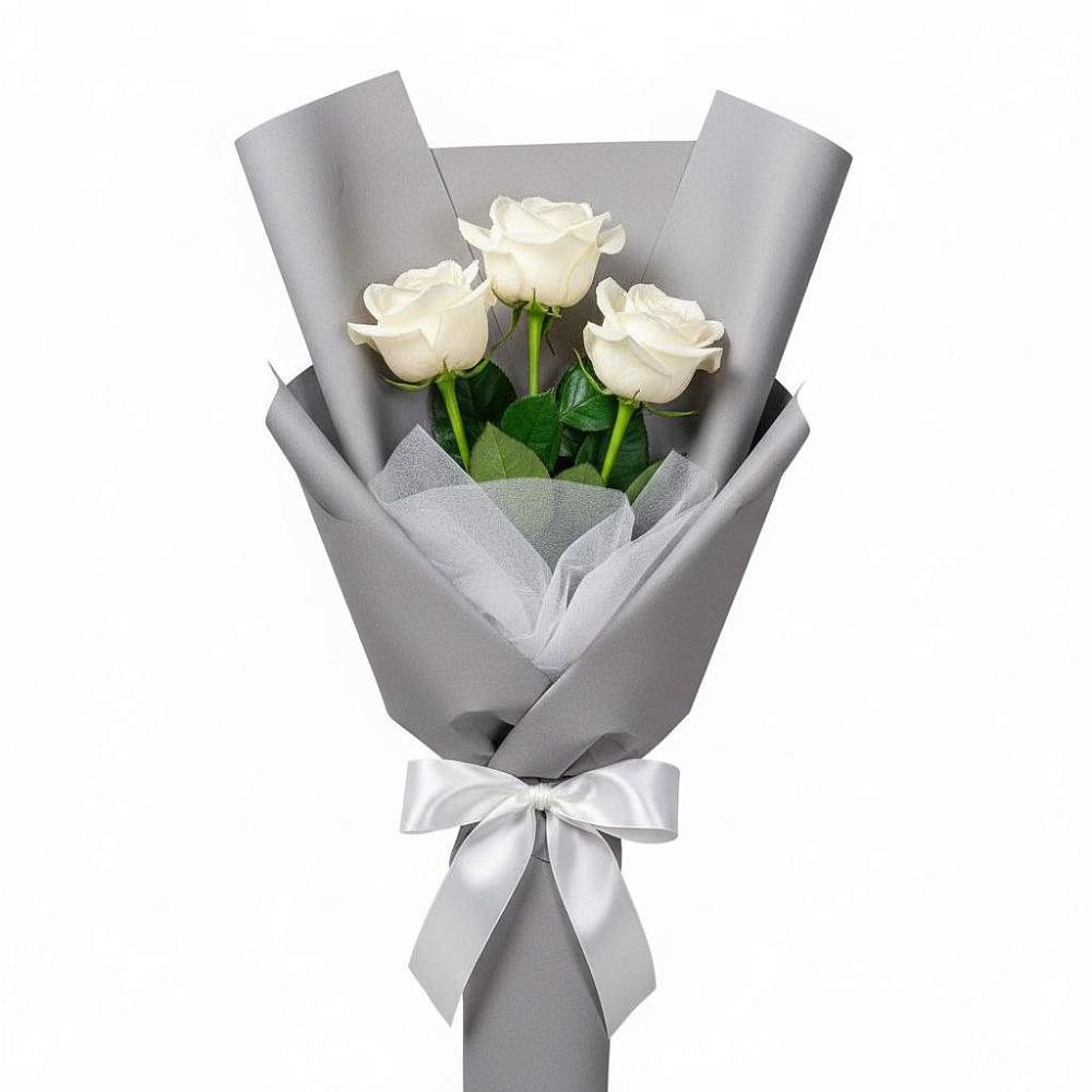 Букет 3 белые розы в Мечётинской