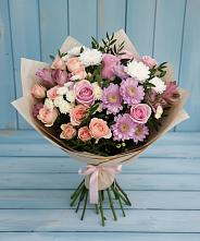 Букет цветов из:  Хризантемы, Розы и Альстромерии в Мечётинской