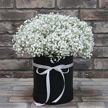 Цветочная композиция из Гипсофила в шляпной коробке в Мечётинской